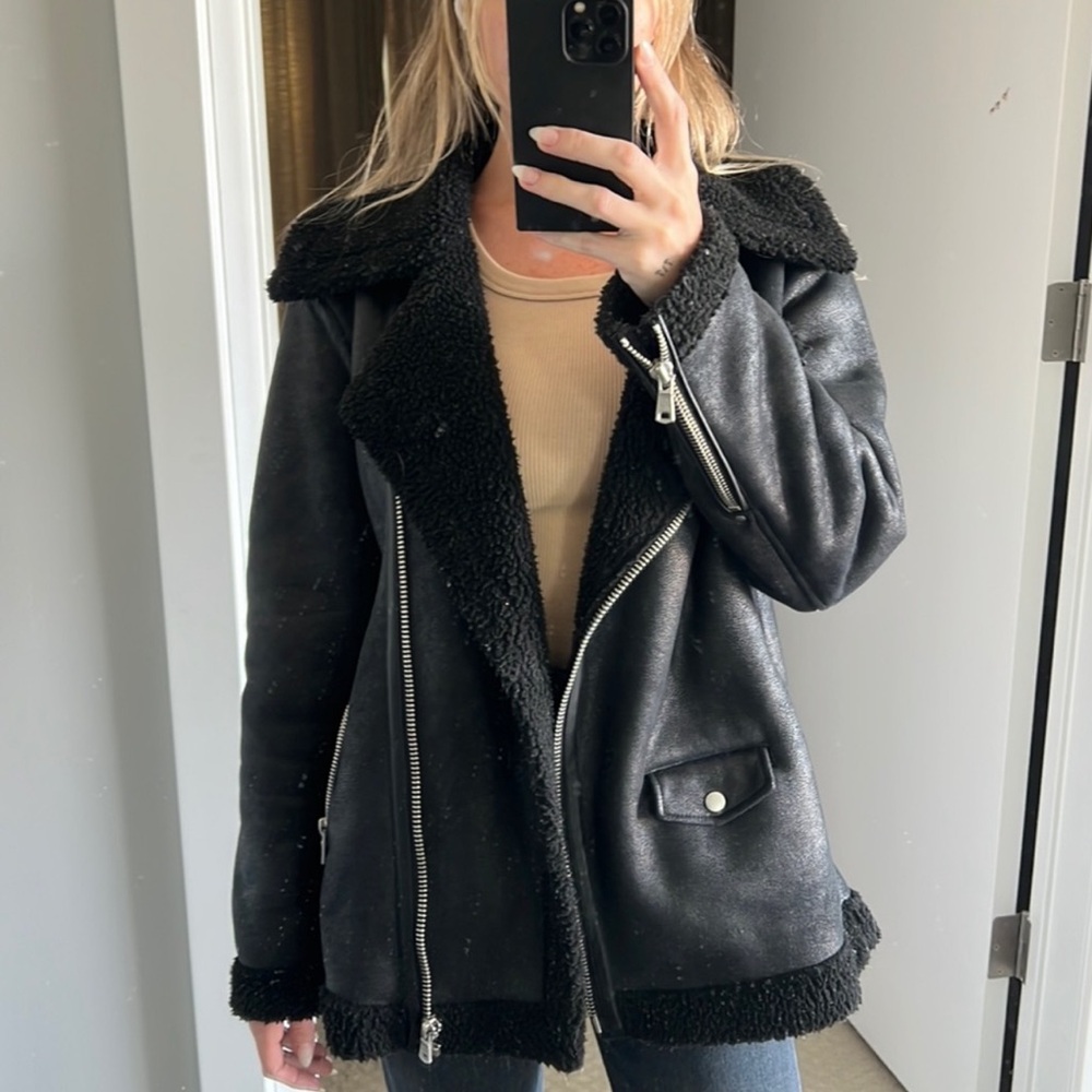Avec Les Filles Shearling Moto Jacket